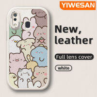 YIWESAN เคส A20s M10s A20 A30ปลอกสำหรับ Samsung พร้อมเคสโทรศัพท์หนังนิ่มดีไซน์ใหม่ลูกแมวคลุมทั้งหมดปกป้องกล้องเคสนิ่มขอบสี