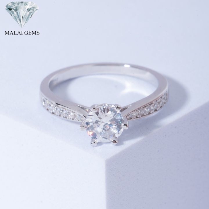 malai-gems-แหวนเพชร-เงินแท้-925-เคลือบทองคำขาว-ประดับเพชรสวิส-cz-รุ่น-221-r17270-a-แถมกล่อง-แหวนเงินแท้-แหวนเงิน