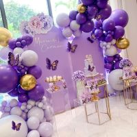 [Afei Toy Base]112ชิ้นโลหะสีม่วงบอลลูน Garland Arch ชุด Baby Shower วันเกิดวาเลนไทน์39; S วัน Bachelorette งานแต่งงานตกแต่ง