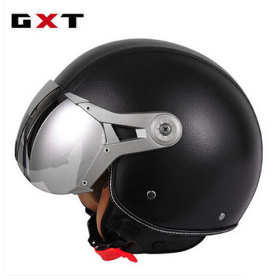 Vintage Motorcycle PU Leather Capacete 34 Helmets RETRO Helmet Casco Motorbike Cruiser Touring Chopper Scooter Riding Helmets