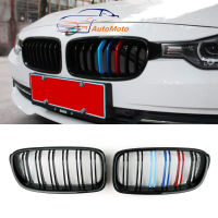 [Ready Stock] 1 คู่ M-Color GLOSS front kidney Grille Double Rib สำหรับ BMW 3 Series F30 F35 2012-2016