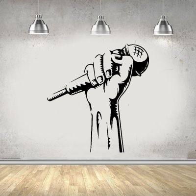 Carved Microphone Music Removable Pvc Wall Stickers Decor Living Room Bedroom Removable Mural Poster