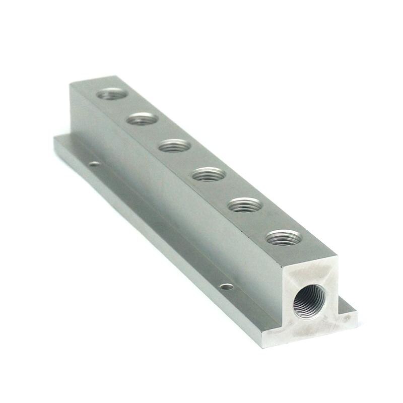1/4" BSP Female 2-10 Way Solid Aluminum T-Shape Air Manifold Block Splitter 