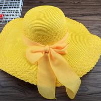 Uniqlo 2023 New Korean version big brim bowknot big brim straw hat beach hat summer seaside sun protection sun hat UV protection