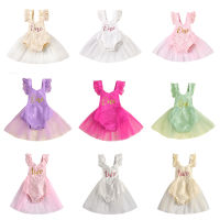 Baby Girls First Birthday Party Lace Dress Cute Sleeveless Letter Print Jumpsuits Infant Tutu Dresses Baby Girls Baptism Clothes