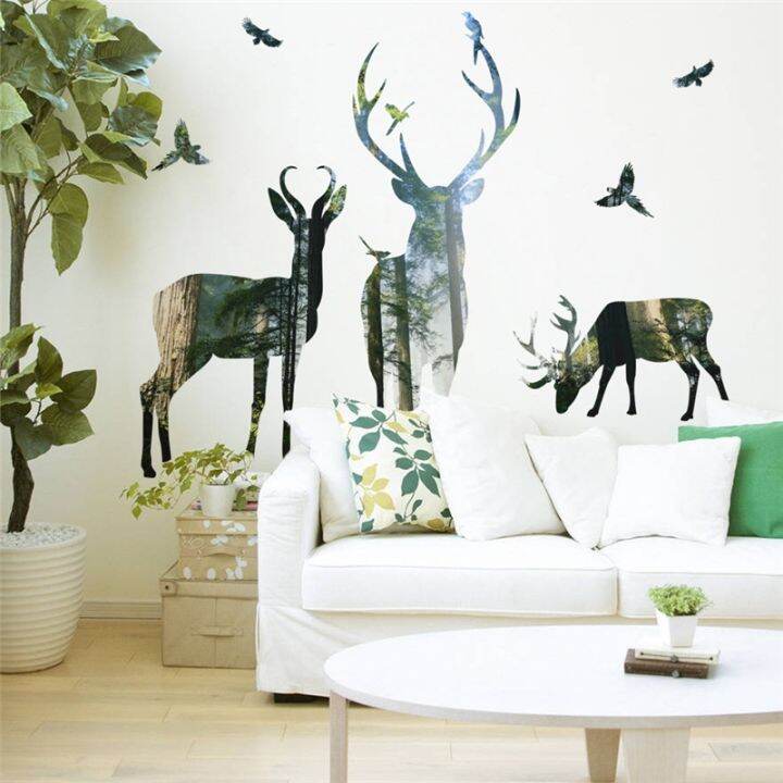 forest deer wall stickers home decor living room office ...