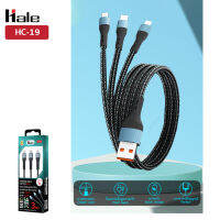 Hale HC-19 สายชาร์จเร็วแบบถักแข็งแรง 3in1 สำหรับ for iPhone + Micro + Type-C กระแสไฟออกรวม 3A ความยาวสาย 1 3in1 charging cable 1 เมตร สายชาร์จมือถือและโน็ตบุค