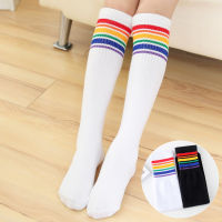 Girls Socks Kids Boys Football Stripes Cotton Sports School White Knee High Socks Skate Children Baby Long Tube Leg Warm