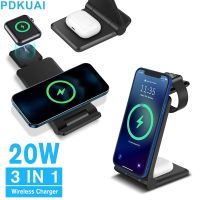 ZZOOI 20W Fast Wireless Charger Stand For iPhone 8 11 12 13 14 Apple Watch 3 in 1 Foldable Charging Dock Station for Airpods iWatch 7