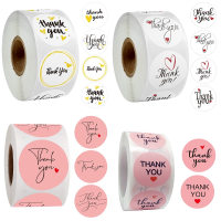 500Pcs Thank You Sticker Envelope Seal Scrapbook Sticker Pink Heart Cute Round Stationery Label Stickers For Wedding Decor