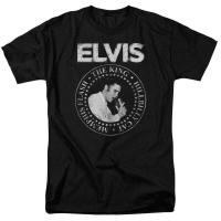 ELVIS Presley ROCK King เสื้อยืดที่ได้รับอนุญาตร็อค N ม้วนเพลง Merch สีดำ