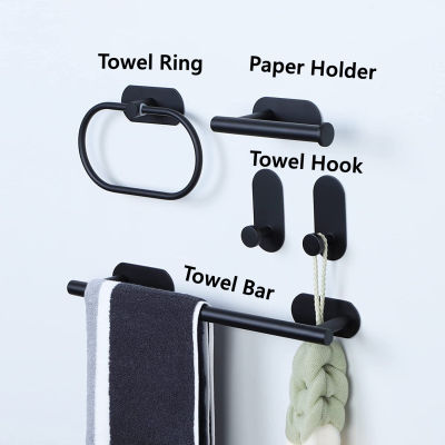 Oval Towel Ring Stainless Steel Wall Mounted Toilet Paper Towels Holder Clothes Hook No Drilling Bathroom Accessories Sets