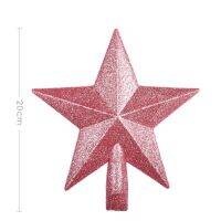 Xmas 20cm Pink Christmas Tree Top Sparkle Star Glittering Topper Decorations Ornaments Home Decoration For Store Home