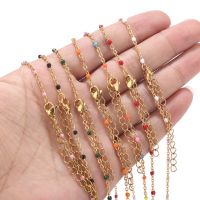 【YF】☇  1pcs Gold/Silver Color Choker Necklace Enamel Satellite Beaded Cable Chain Womens Necklaces