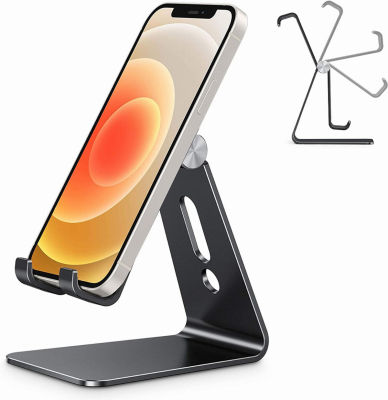 OMOTON Adjustable Cell Phone Stand, C2 Aluminum Desktop Phone Holder Dock Compatible with iPhone 11 Pro Max Xs XR 8 Plus 7 6, Samsung Galaxy, Google Pixel, Android Phones, Black