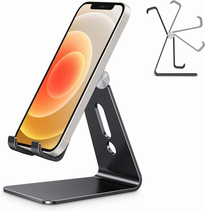 omoton-adjustable-cell-phone-stand-c2-aluminum-desktop-phone-holder-dock-compatible-with-iphone-11-pro-max-xs-xr-8-plus-7-6-samsung-galaxy-google-pixel-android-phones-black