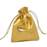 50pcs 7x9 9x12cm Adjustable Jewelry Packing Fabric Bag Gold Colors Drawstring Wedding Storage Pouches Gift Bags Pouches