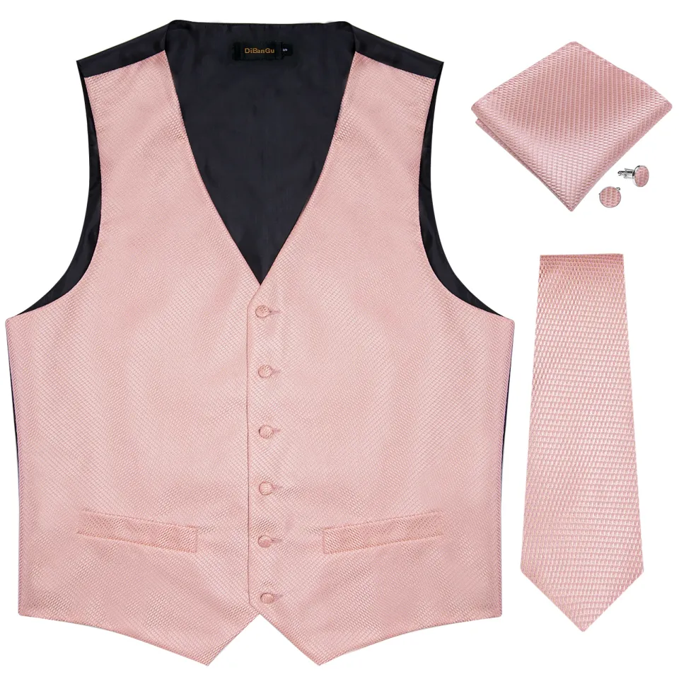 Celebrity Menswear} Men 39;s Suit Vest Pink Solid Wedding Party