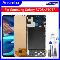 Ansimba จอ OLED A70S อะไหล่ซัมซุงสำหรับ Samsung Galaxy,ชิ้นส่วนจอสัมผัสแอลซีดีของเครื่องแปลงดิจิทัล A70s และ A707F กรอบตรงกลางสำหรับ Samsung A70S A707