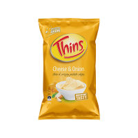 Thins Cheese and Onion Thin &amp; Crispy Potato Chips 45g ทินส์มันฝรั่งแผ่นทอดกรอบรสชีสและหัวหอม ขนาด 45 กรัม (5325)