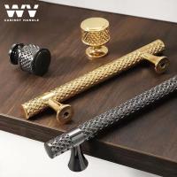 【LZ】♨  WV Cabinet Handle and Knobs Zinc Alloy Wardrobe Bright Black Gold Kitchen Handles Cupboard Door Drawer Knobs  Furniture Hardware