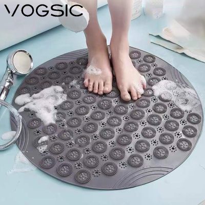 ♞ Non-Slip Bathtub Mat PVC Safety Shower with Drain Hole Bathroom Mat Creative Massage Foot Mat Easy To Clean Bathroom Accessories