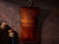 Hydra RPG Double Potion Bag | Large Dice Bag | Tan Leather Bag With Dice Potion Flask Set | Dice Vault | RPG |