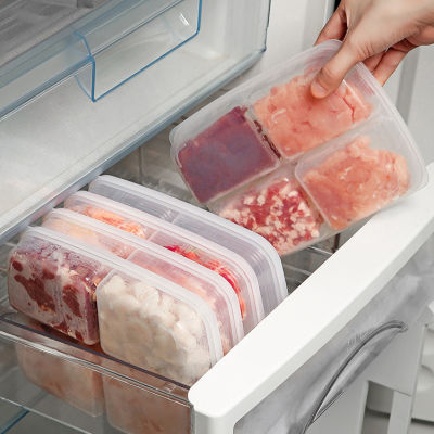 4กริดกล่องเก็บผลไม้อาหารแบบพกพาช่องตู้เย็นตู้แช่แข็งจัดย่อยบรรจุเนื้อหัวหอมขิงล้าง Crisper