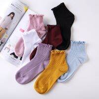 （A Beautiful） FashionRuffles Soft Cotton Women Socks TopWinter Cute Socks SweetGirlLovely FrilledPink