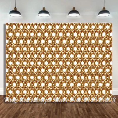 Gold Chain Pattern Background Photography Girl Prom Party Portrait Curtain Backdrops For Photo Studio Photoshoot