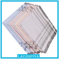 [Lacooppia] ผ้าเช็ดหน้าผ้าฝ้าย 100 ทรงสี่เหลี่ยม 10 ชิ้นสําหรับผู้ชายขนาด 38X38 ซม 5201712∏﹊