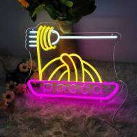 Pasta Neon Sign Led Ramen Noodles Hot Dogs Pizza Design Hanging Art Shop Store Restaurant Room USB Personality Powered Wall Dec Ceiling Lights