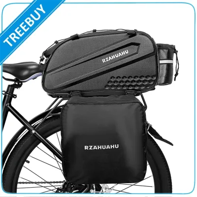 Lixada 3-In-1 Bike Rack Bag Trunk Bag Waterproof Bicycle Rear Seat Bag With 2 Side Hanging Bags Cycling Cargo Luggage Bag Pannier Shoulder Bag