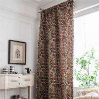 [COD]Heavy Weight Jacquard National Style Sheer Curtains Bohemia Bay Window Geometric Pattern Rod Pocket Rings Top Hooks Top For Home Office Ho Window Door Decorative