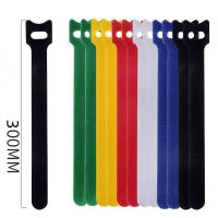 100 Pcs Reusable T type Binding Belt Organizer Nylon Straps 12x300mm Hook and Loop Adhesive Cord Management Cable Winder