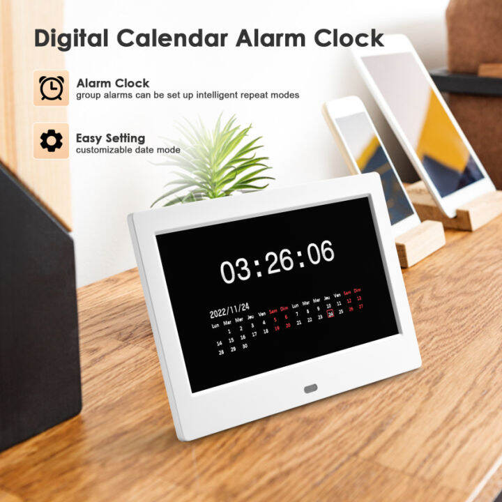 Digital Calendar Alarm Day Clock With 7'' Large Screen Display, Am Pm