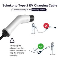 EV ชาร์จประเภท2ถึง Schuko เสียบ EV 16A เสียบแปลงเชื่อมต่อ1เฟส0.5เมตรสายเคเบิ้ลสำหรับ EVSE Chagring อะแดปเตอร์กับ Schuko