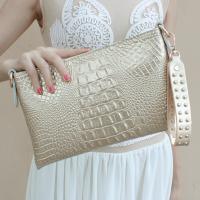 luxurious White/Gold Envelope Bag Crocodile Pattern Genuine Leather Messenger Women Bags Crossbody bag Handbag day clutch bag