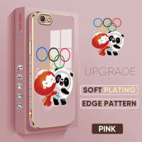 เคส PMP สำหรับ OPPO A59 Oppo F1S ฟรีสายคล้อง + การ์ตูน Bing Dwen Shuey Rhon ลายขอบสี่เหลี่ยมชุบเคสโทรศัพท์เคสโทรศัพท์นิ่มสุดหรู