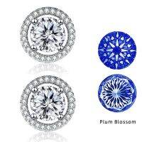 Classic Style 1 Carat Love 100 Plum Blossom Sakura Customized Multi Cuts Moissanite Stud Earrings for Women Wedding