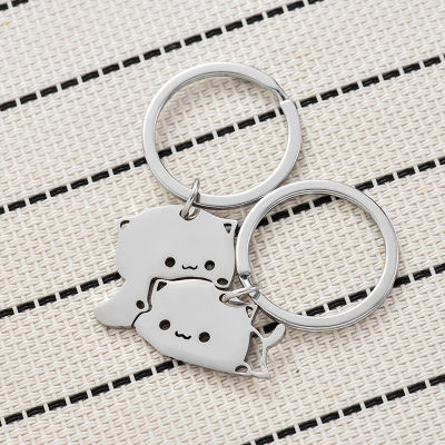 พวงกุญแจสไตล์น่ารักพวงกุญแจการ์ตูนจี้กระเป๋าห่วงโซ่กุญแจพวงกุญแจโลหะสำหรับแมวพวงกุญแจเพื่อน