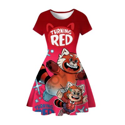 〖jeansame dress〗ดิสนีย์อะนิเมะ Turnings สีแดงการ์ตูนสัตว์แพนด้า3D พิมพ์ชุดสำหรับเด็กเครื่องแต่งกายของขวัญประจำวันคอสเพลย์วันเกิดชุดเจ้าหญิง