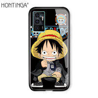 Hontinga เคสโทรศัพท์ VIVO V23E 5G 4G,เคสมือถือหรูหราขอบนิ่มเคสเงาลายอะนิเมะลูฟี่กระจกนิรภัยกันกระแทกด้านหลังเคสโทรศัพท์สำหรับเด็กผู้ชายเด็กผู้หญิง