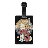 【DT】 hot  Custom Akita Dog Samurai Warrior Luggage Tag Privacy Protection Japanese Cartoon Animal Baggage Tags Travel Bag Labels Suitcase