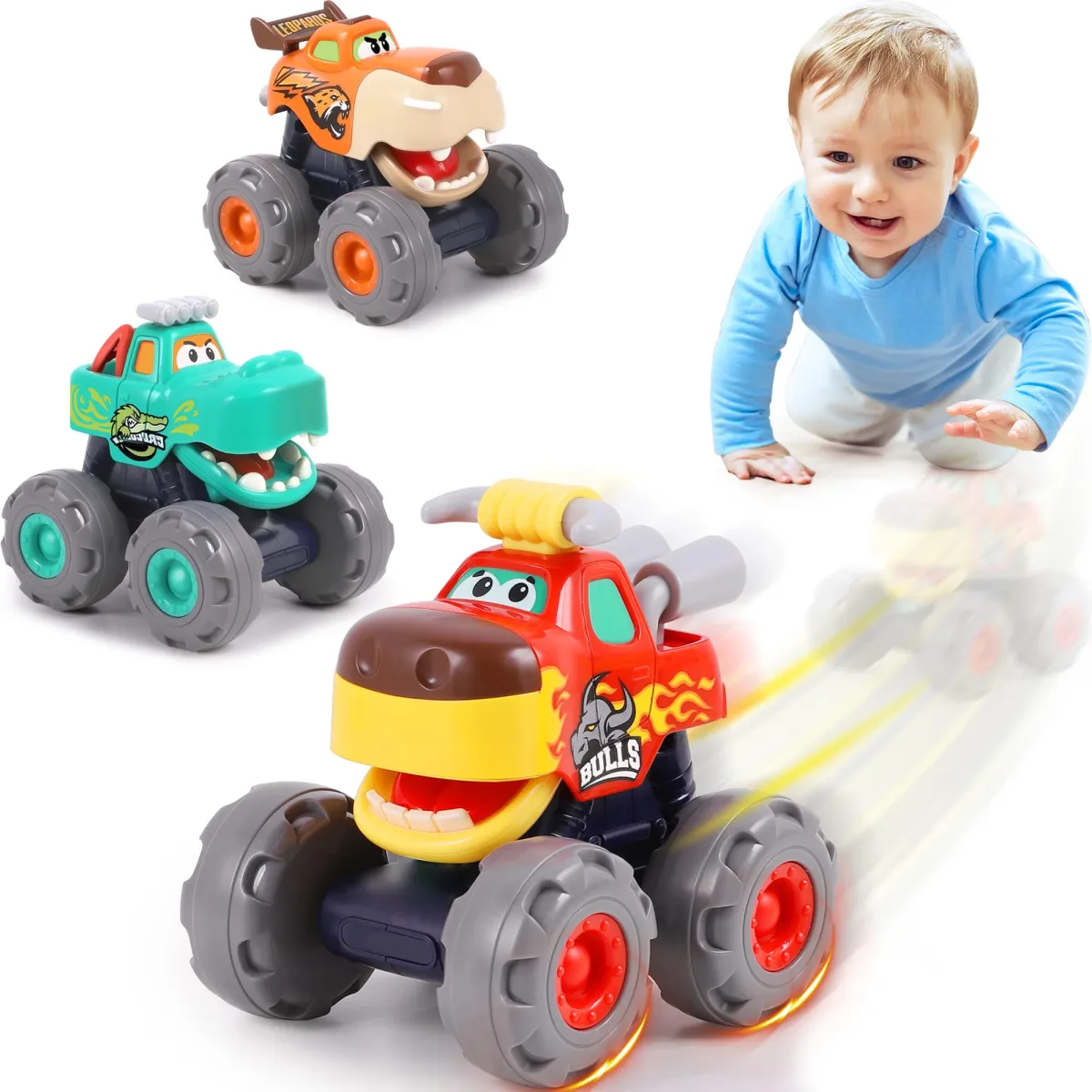 Monster Trucks Toy for Boy, Big Play Foot Vehicles, Pull Back, Friction  Powered, Toddlers Push and Go Set, Animal Toy Cars for 1 2 3 4 Year Old  Boys, Birthday Gift for 12 18 Month Kids | Lazada