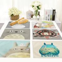 [HOT ZEXKLIOALQAQ 529] Yilin การ์ตูน Totoro ตารางเสื่อนอร์ดิกบ้าน Placemat สำหรับโต๊ะรับประทานอาหารผ้าลินินสี่เหลี่ยมผืนผ้าอุปกรณ์ตกแต่งห้องครัวบ้าน