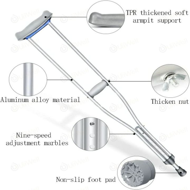 ไม้ค้ำรักแร้-ไม้เท้าค้ำยันคู่-ไม้ค้ำยันใต้วงแขนอลูมิเนียมหนากันลื่นไม้ค้ำทางการแพทย์ปรับยกไม้ค้ำใต้วงแขนไม้ค้ำยันพร้อมส่ง-ไม้เท้าค้ำยัน-ไม้เท้าช่วยพยุง-ไม้เท้าค้ำยันคู่-ไม้เท้า-ปรับได้9ระดับ-แข็งแรง-น