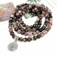 Natural Rhodonite Stone Beads Charm celets For Women celet 74CM Long Necklace Girl Gifts New Fashion Jewelry