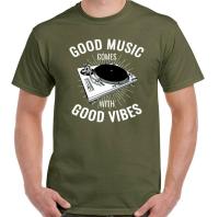 Good Music Vibes Mens Funny Dj T-Shirt Turntable Vinyl Record Player Technics 2019 ManS O-Neck Design Adults Casual T Shirt 【Size S-4XL-5XL-6XL】