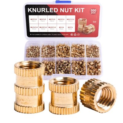 Brass Insert Nuts Assortment Kit M2 M2.5 M3 500 pcs Copper Female Thread Knurled Embedment Nuts for 3D Printing Injection Nails Screws Fasteners